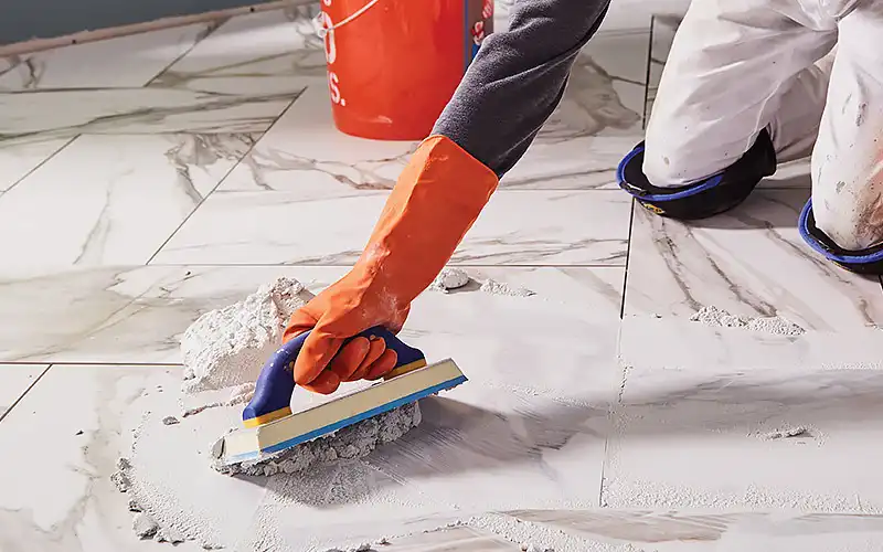 repair floor tile grout